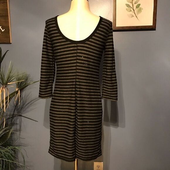 Express Gray Black Striped Sequin Dress - Small - Picture 5 of 9